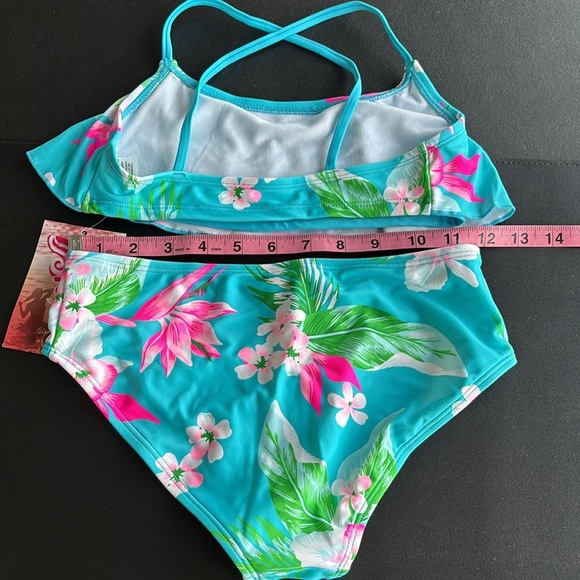 Kanu Surf UPF 50+ Alania Bikini set, tropical floral,ruffle top - Picture 3 of 5